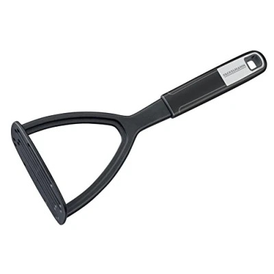 Afbeelding van Aardappelstamper 26 cm, stamper voor groenten en fruit, van kunststof, antislip soft touch handgreep, gecoate pannen potten (kleur: zilver/zwart), aantal: 1 stuk