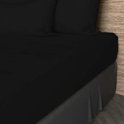 Image de Soleil d&#039;ocre Fitted Sheet, Cotton, Black, 90 x 190 cm