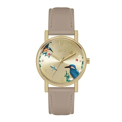Afbeelding van Tikkers RSPB volwassen horloge met wijzerplaat ijsvogel print nerts, Mink