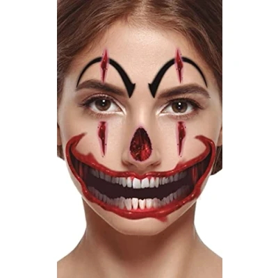 Afbeelding van Fiestas Guirca Halloween Clown Face Tattoo 30 x 14 cm accessoires verkleden