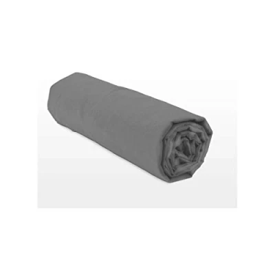 Image de Drap Housse 100% Coton 57 Fils/cm² Taille 140x190 cm Gris foncé Bonnet 25 Tissage serré Doux, Respirant, Lavable