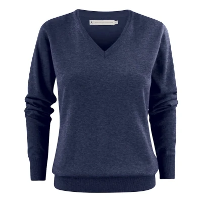 Afbeelding van James Harvest SWEATER ASHLAND V NECK WOMAN 2122505 blauw mêlée