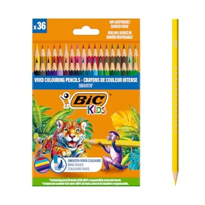 Image de BIC 525788 Crayons en bois, multicolore, 0,37, 36