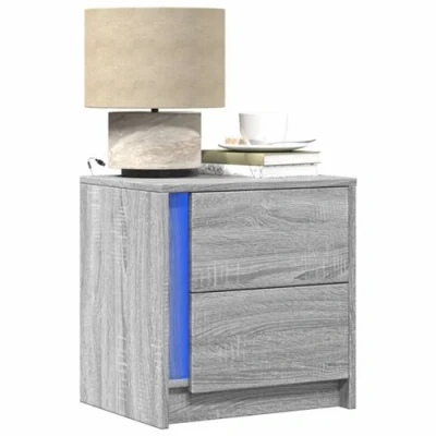 Image de vidaXL Armoire de chevet et lumières LED sonoma gris bois d&#039;ingénierie852017