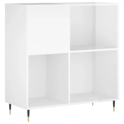 Afbeelding van vidaXL Platenkast 84,5x38x89 cm bewerkt hout hoogglans wit