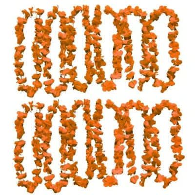 Afbeelding van UV FLOOR Neonoranje bloemenketting premium kwaliteit fluorescerend accessoire feest kostuum 12 stuks
