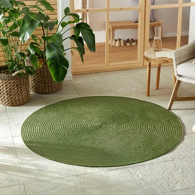 Afbeelding van Jute Vloerkleed Rond Braids Groen ø 200 cm Dekbed Discounter.nl