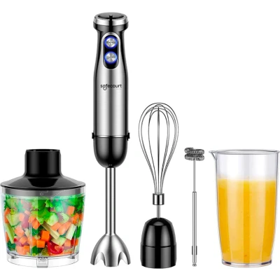 Afbeelding van Safecourt Kitchen 6 delige Staafmixer Set 1000 Watt Hakmolen 20 Snelheden Inclusief Melkopschuimer &amp; Maatbeker