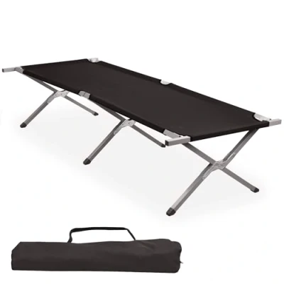 Afbeelding van CampFeuer Campingbed, zwart, belastbaar tot 180 kg, 190 x 74,5 45,5 cm, campingligstoel, zonneligstoel, tuinligstoel, met draagtas, vissen, strand, enz