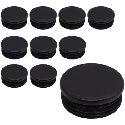 Afbeelding van SKIR&#039;CO Set van 10 ronde buisinzetstukken, 60 mm, zwarte kunststof hekpaalstoppen, buisstoppers, zwart RAL 9005