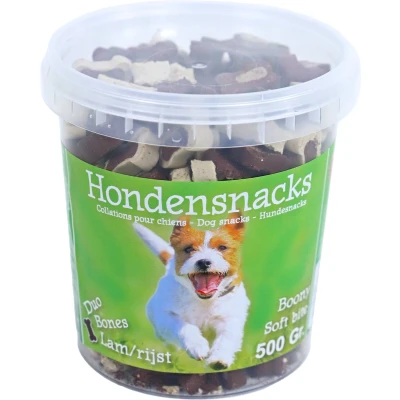 Afbeelding van Boony hondensnoepjes semi moist duo bones lam/rijst, emmer a 500 gram