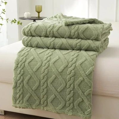 Afbeelding van Mezzar Zachte fleecedeken voor tweepersoonsbed, zetel, warm en comfortabel bed (groen, 150 x 200 cm)