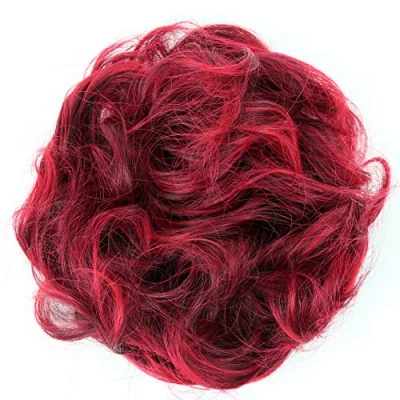 Afbeelding van Prettyshop G29E Scrunchie haarverlenging voor bruiloften, volumineuze krullen, slordig, rood