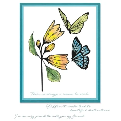 Afbeelding van Sizzix Clear Stamps w/Stencil by Stacey Park Cosmopolitan, Farfallina (8+1pcs) (666643)
