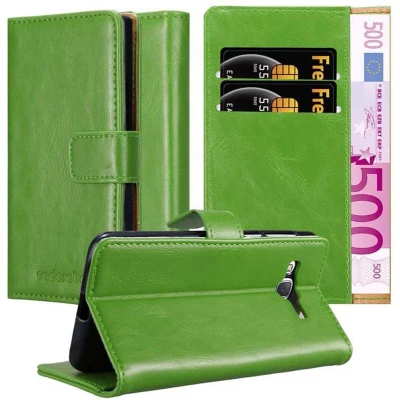 Afbeelding van Cadorabo Hoesje geschikt voor Samsung Galaxy J7 2015 in GRAS GROEN Beschermhoes met magnetische sluiting, standfunctie en kaartvakje Book Case Cover Etui