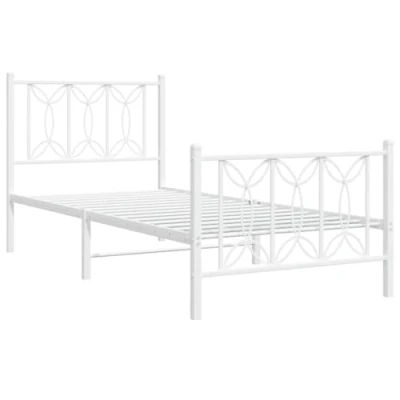 Afbeelding van Bedframe met hoofd en voeteneinde metaal wit 75x190 cm