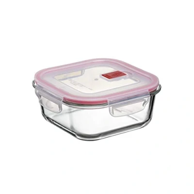 Image de TATAY Boîte Alimentaire, de Verre, Hermétique, Capacité 0.8 L, couvercle à pince, sans BPA, passe au micro ondes, four, congélateur et lave vaisselle, Rouge. Mesure 16,4 x 6,9 cm