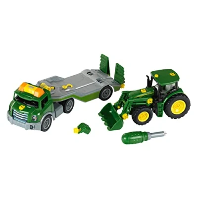 Afbeelding van Klein Toys John Deere transportwagen met trekker 1:24 incl. licht en geluidseffecten groen geel