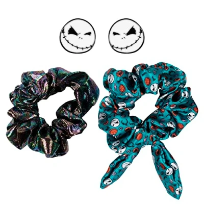 Afbeelding van DISNEY The Nightmare Before Christmas scrunchie en oorbellen, 2 delig, blauw zwart, één maat, Zink, Zonder edelsteen, edelsteen