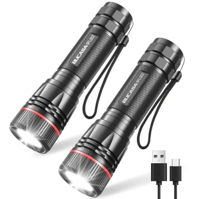 Afbeelding van BUCASA 2 stuks oplaadbare led zaklampen