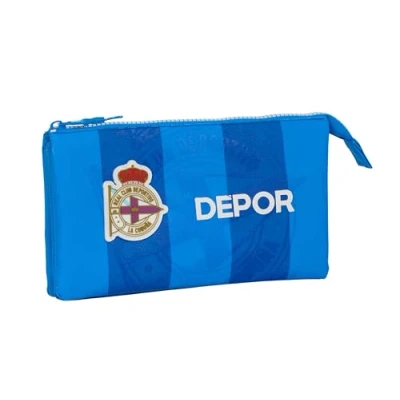 Afbeelding van Pennenetui met 3 vakken R. C. Deportivo de La Coruña Blauw 22 x 12 cm