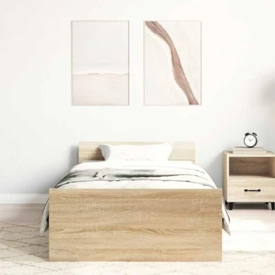 Image de vidaXL Cadre de lit chêne sonoma 100x200 cm bois d&#039;ingénierie
