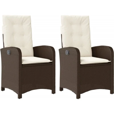 Afbeelding van vidaXL Tuinstoelen 2 st verstelbaar met kussens poly rattan bruin