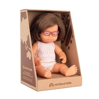 Afbeelding van Miniland WITH DOWN Syndrome AND Glasses Pop voor kinderen, Maat: One Size, White girl