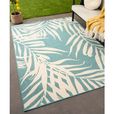Afbeelding van Buitenkleed Palm Flip Coco Turquoise 160x220 Cm