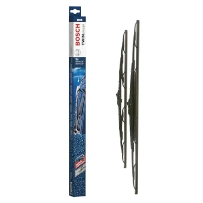 Image de Bosch Automotive Balais d&#039;EssuieGlace Plats Conventionnel Twin Spoiler 608S, Longueur: 600mm/550mm 1 Paire de avant