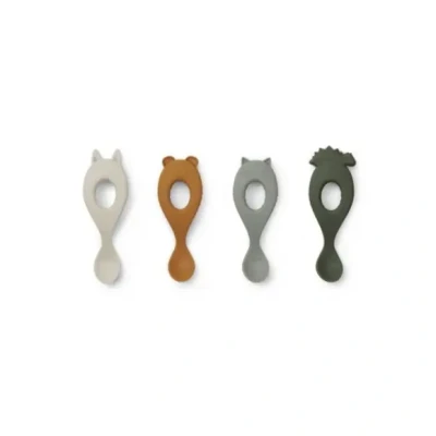 Afbeelding van Liewood Liva Set Siliconen Lepels (4 stuks) Hunter Green Mix