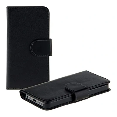 Afbeelding van kwmobile hoesje geschikt voor Apple iPhone SE (1.Gen 2016) / 5 5S Book case met pasjeshouder Flip cover in zwart Telefoonhoesje
