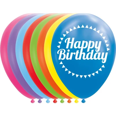 Afbeelding van Ballonnen Happy Birthday 30cm 8st.