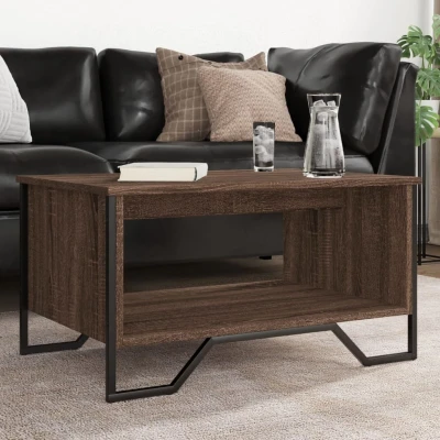 Afbeelding van Salontafel 75x51x40 cm bewerkt hout bruin eikenkleur