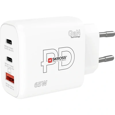 Afbeelding van Skross Power Charger 65W PD GaN EU USB oplader Binnen Uitgangsstroom (max.) 3.25 A Aantal uitgangen: 3 x 2.0 bus A, C