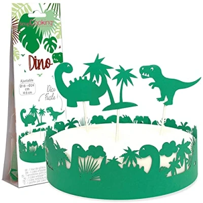 Afbeelding van SCRAP COOKING decoratie voor taart, gebak, dessert, verjaardag, dinosaurus thema, taartdesign, 4911 groen
