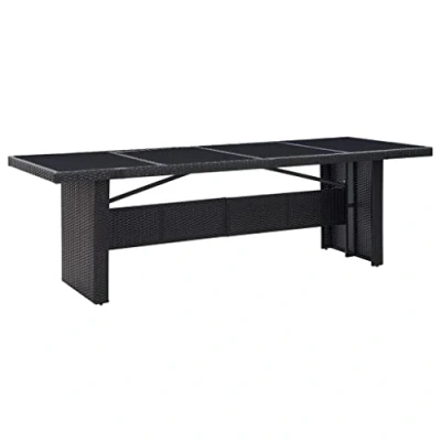 Afbeelding van vidaXL Tuintafel, zwart, 240 x 90 74 cm, polyrotan en glas