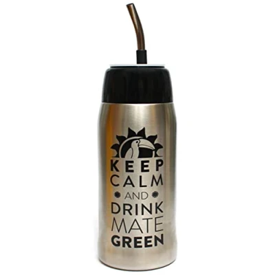 Afbeelding van Mate Green Yerbomos 13308 4.0 Black 580 ml voor Yerba Maté thee ml, een draagbaar accessoire Maté, werkt als thermosfles met waterfles en houdt water,