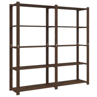 Afbeelding van Opbergrek 5 laags 170x38x170 cm massief grenenhout bruin