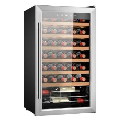 Afbeelding van Cecotec Cave à vin 34 bouteilles Bolero grandsommelier 34030 inox compressor, 80 L, Refroidissement par compresseur, Température réglable de 5 18C, Commande tactile, Affichage, LED intérieur.