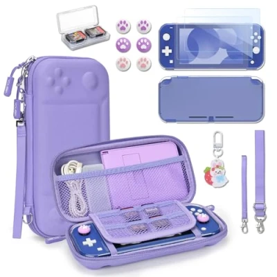 Afbeelding van Younik Switch Lite 14 in 1 draagtas voor met draagtas, transparante beschermhoes, speelkaarthoes, 2 displaybeschermfolie, 6 duimgrepen,