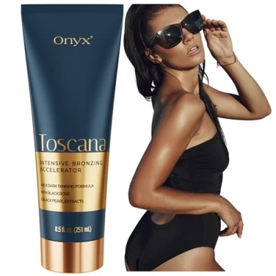 Afbeelding van Onyx Toscana Solarium Cream, bruiningsversneller en bronzen lotion, aloë vera boost anti cellulitisolie, bruiningscrème met verzorgende olieformule