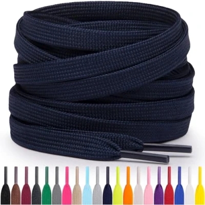 Afbeelding van Miscly Platte veters voor sneakers, verschillende lengtes en kleuren verkrijgbaar, Navy Blauw