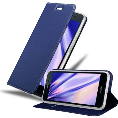Afbeelding van Cadorabo Hoesje geschikt voor Huawei ASCEND P7 in CLASSY DONKER BLAUW Beschermhoes met magnetische sluiting, standfunctie en kaartvakje Book Case Cover Etui