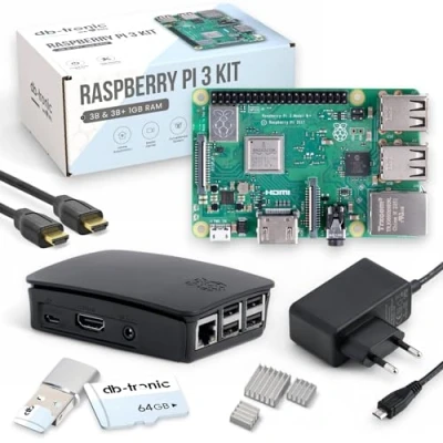 Afbeelding van Raspberry Pi 3 B starterset, voeding, behuizing, 64 GB SD kaart, 4K HDMI kabel, + 1 RAM