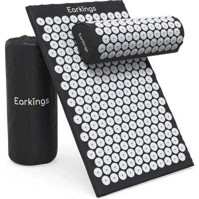 Afbeelding van Spijkermat Acupressuur Mat Shakti met Massagebal en Draagtas Massagemat 68x42x2 cm Earkings Zwart