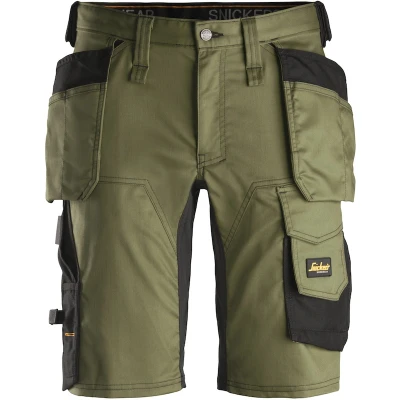 Afbeelding van SNICKERS 6141 AllroundWork stretch short met holsterzakken (khaki groen) 61413104052