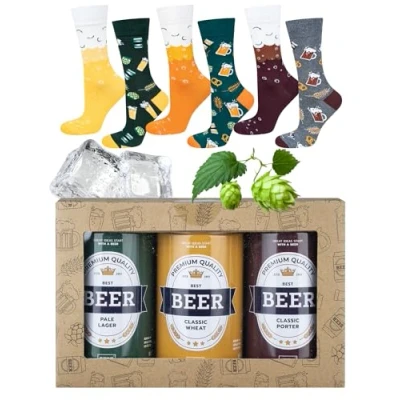 Afbeelding van Soxo Bierblik met bier herensokken, grappige cadeau sokken, maat 40 45, 1 4 paar, 3 paar