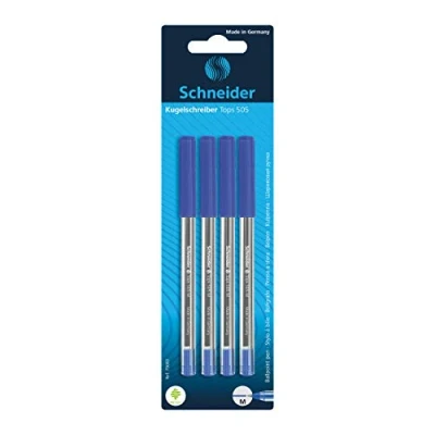 Afbeelding van Schneider balpen Tops 505 M blauw 4 stuks op blister S 75063