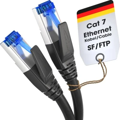 Image de KabelDirekt Câble Ethernet Cat 7 5m Réseau, LAN/RJ45 de 10 Gigabits Disponible en 0,25 30m (approprié pour les réseaux à haute vitesse, commutateur/routeur/modem, noir)